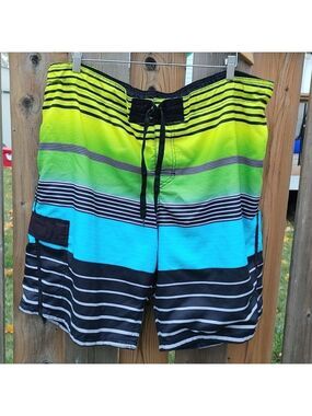 OP Ocean Pacific Board Shorts Sunset Strip Stripe Men's XL Swimming Trunks Vacay